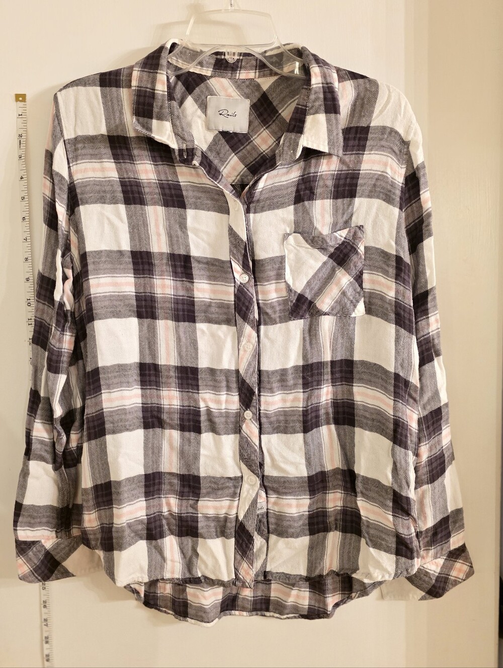 SUPER SOFT Rails Plaid Button-Up Shirt in White, Black & Soft Pink
